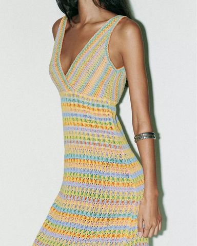 ワンピース [SCULPTOR] Pleated Knit Mini Dress Multi Stripe SC24S301MI Maje Mini Pleated Dress | Saks Fifth Avenue