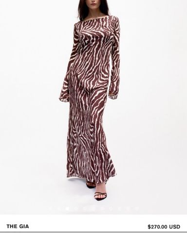 The Gia in Animal | Long Sleeve Silk Zebra Maxi Dress