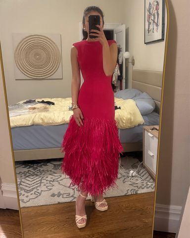 【Aje】Rushes Knit Midi Dress/ニットミディ/オープンバック Rushes Raffia Knit Midi Dress | Deep Fuschia | Aje – Aje ROW