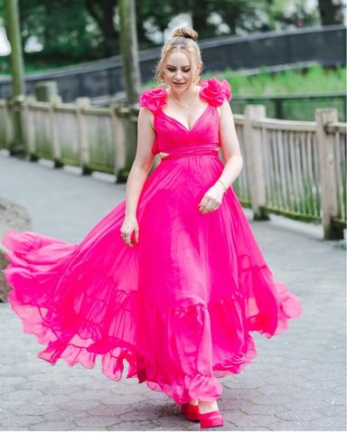 Pink Mac duggal Long Dress Ruffles | Pickle