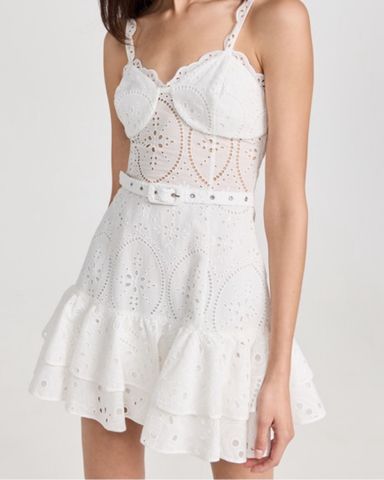 【関税込み】GUIZIO ホワイト Aylin Eyelet ミニワンピース Aylin Eyelet Dress – Guizio