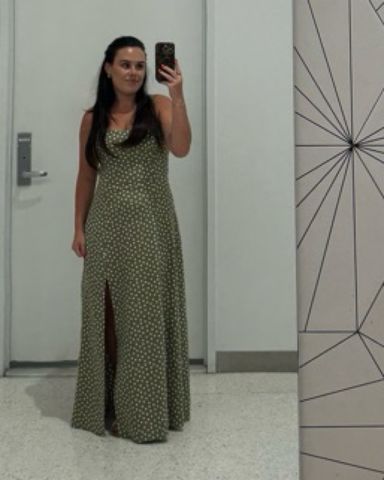 専用　zassi  macra Zara Green Metallic Sheer Maxi Dress | Pickle