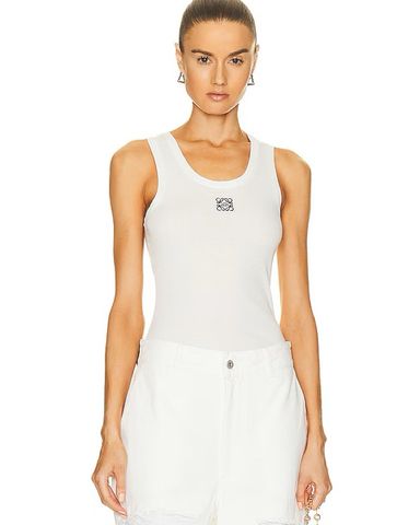 【送料&関税込】Loewe White Silk Tank Top Loewe WHITE SILK TANK TOP WITH ANAGRAM LOGO - Lingerie