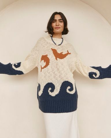 トップス Jaded London Sweater Knit Jaded London Abstract Loose Knit Sweater In Multicolor
