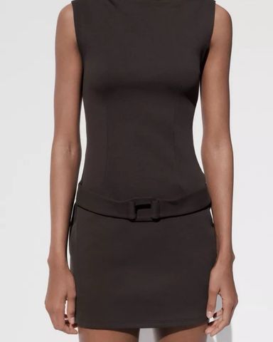安心★関税込み★ZARA★BELTED INTERLOCK DRESS BELTED INTERLOCK DRESS - Dark red | ZARA United States