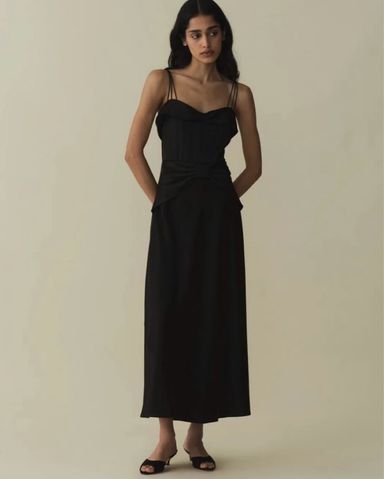 【Aje.】Halcyon Knit Midi Dress Halcyon Knit Midi Dress | Black & Sand Brown | Aje – Aje ROW