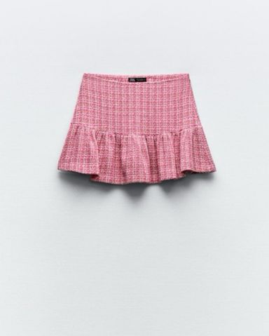 Zara pink tweed mini skirt sales