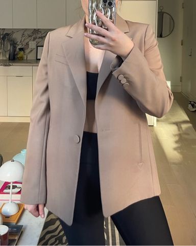 COS Peplum Cuff Linen Jacket Blazer | Pickle