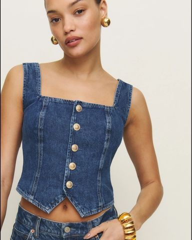 Reformation リフォーメーション ルシンダ デニム トップ Reformation Lucinda Denim Top | Pickle