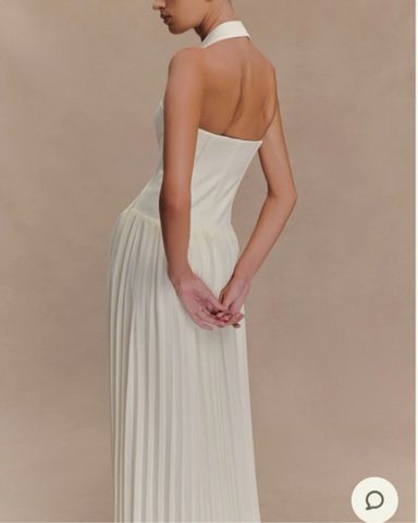 新品　maisoncelon pleated halter maxi dress pleated halter maxi dress – célon