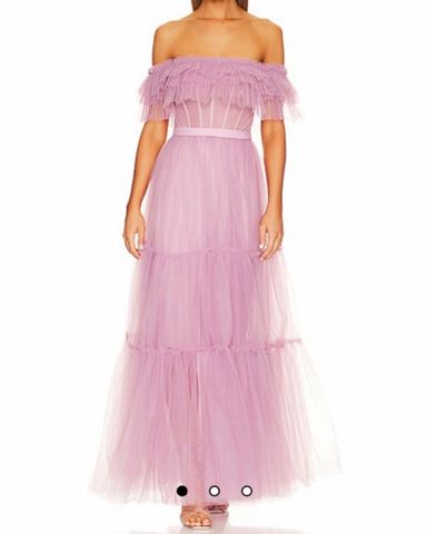 BCBGMAXAZRIA Corset Tulle Gown in Orchid | Pickle