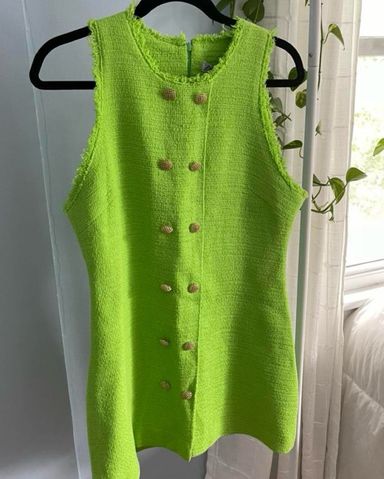 ワンピース Self Portrait Army Green Stretch Polyester Blend Mini Dress SELF-PORTRAIT Boucle Mini Dress | Pickle