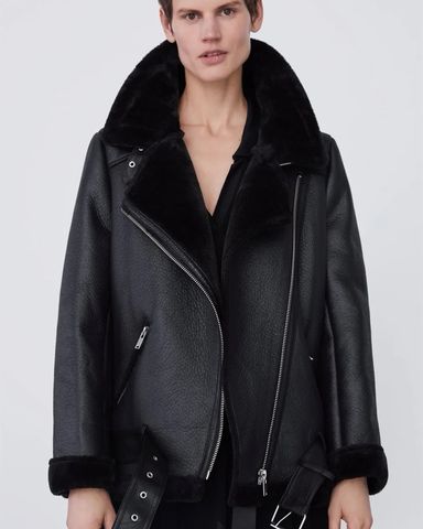 Zara winter leather jacket cheap