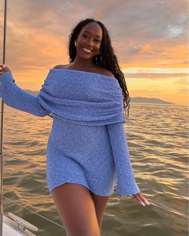 Marisol Off Shoulder Boucle Mini Dress | Pickle