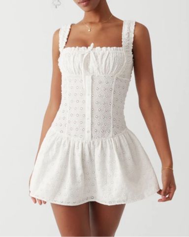 【関税込み】GUIZIO ホワイト Aylin Eyelet ミニワンピース Guizio Aylin Eyelet Dress | Pickle