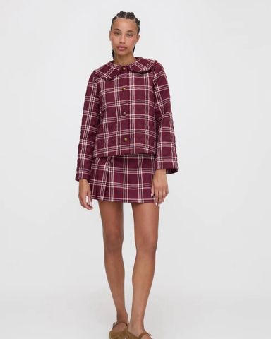 Sezane Red Checkered Coat | Pickle
