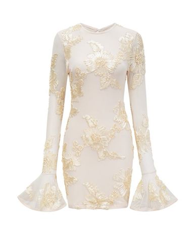 ROTATE ロテート ワンピース Floral minidress996748 ROTATE Rosita floral-appliqué mes | Pickle