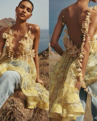 【Zimmermann】GOLDEN ASYMMETRIC DRESS アシンメトリー ミディ Zimmermann Golden Asymmetric Midi Dress Gold Size 2