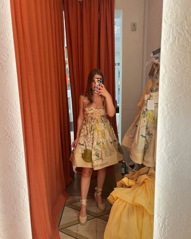 Zimmermann Devi Floral Plunge Mini Dress | Pickle