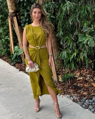 Zara LINEN BLEND CUT OUT MIDI DRESS | Pickle