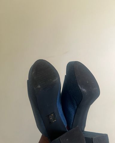 Zara Blue Denim Block Heels | Pickle