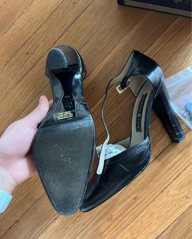 【PRADA】ストライプ ストッキング☆SALE中♪ Prada Leather Slingback Weave Strap Platform | Depop