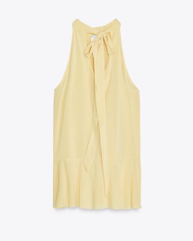 rabi様一枚 Zara Asymmetrical Pleated Yellow Top | Pickle