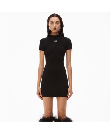 韓国商品/REST&RECREATION JERSEY MINI DRESS Wang Logo Elastic Dress in Ribbed Jersey | Pickle
