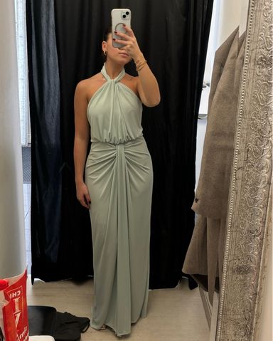 【Alice+Olivia】アリスアンドオリビア DANIKA ホルターマキシ Danika Halter Maxi Dress With Belt In Vanity Pistachio