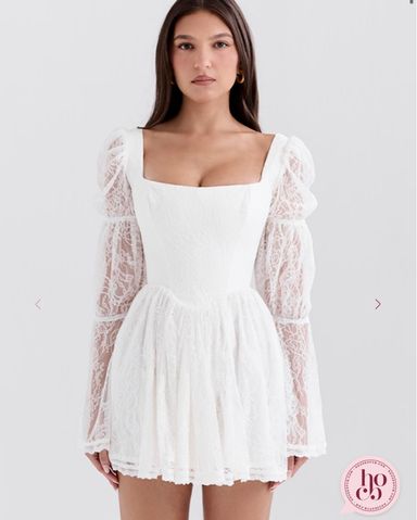 House of CB Perle Lace Trim Midi Dress White Size XS / AU 6