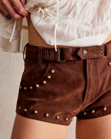●PORTA● STUD MICRO SHORTS Free People Brown Shorts | Pickle