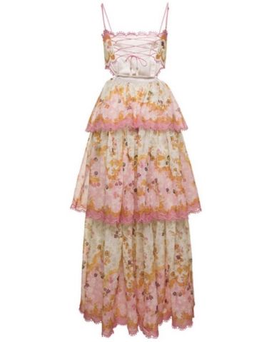 【Zimmermann】Floral linen maxi dress ZIMMERMANN Golden belted floral-print linen maxi dress | NET