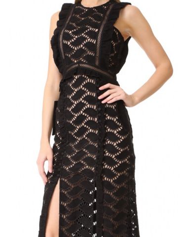 ワンピース SELF PORTRAIT SS22 LACE DRESS (SS22-113_BLACK) Black Guipure Lace Button Midi Dress – self-portrait-US