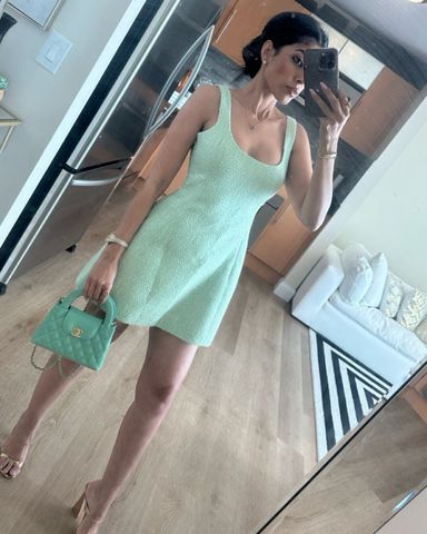ワンピース Self Portrait Army Green Stretch Polyester Blend Mini Dress SELF-PORTRAIT Boucle Mini Dress | Pickle