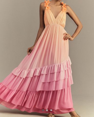 Anthropologie ★ L'IDEE Bisous Pleated Ombre Maxi Dress L'IDÉE Bisous Strapless Pleated Ombre Maxi Dress | Anthropologie