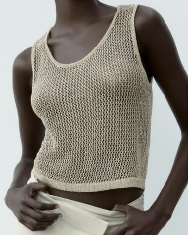 ダッフィー - サラ5199 Zara Metallic Gold Mesh Top | Pickle