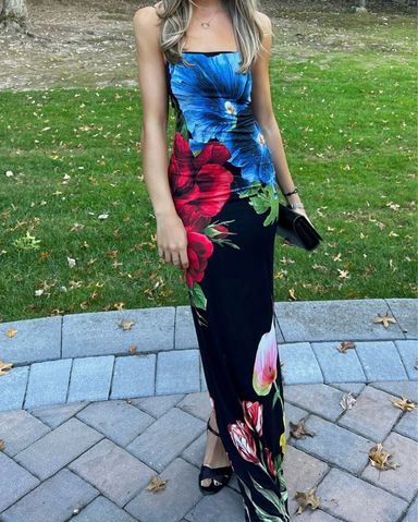 伸縮性ある素材で着心地抜群【alice+olivia】 FIFI マキシドレス Fifi Maxi Dress In Venus Floral | Alice + Olivia