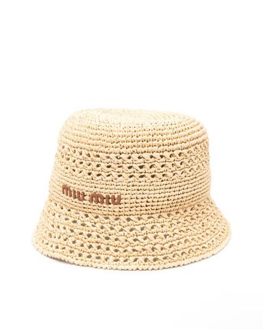 Miu Miu Logo Raffia Hat | Pickle