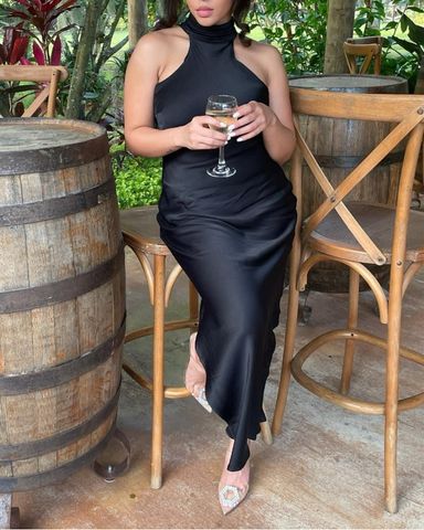 KOOKAI ホルターネックブラックドレス Kookai Black Halter Maxi Dress | Pickle