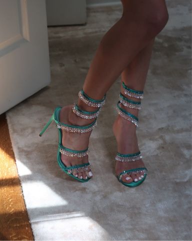 らら✨ ZARA Blue Crystal Lace Up Heels | Pickle