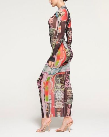Skims Mesh Obsidian Longsleeve Dress | Pickle