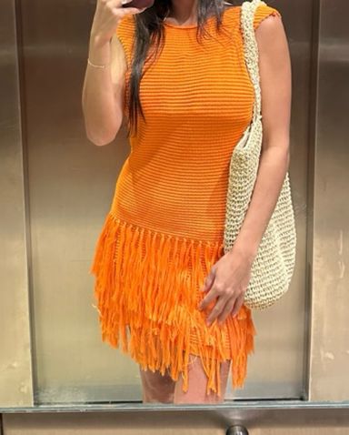 【Aje】Rushes Knit Midi Dress/ニットミディ/オープンバック Aje Rushes Raffia Knit Midi Dress in Deep Fuchsia | REVOLVE