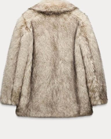 fur fur - ゆこ FAUX FUR COAT ZW COLLECTION - Gray / Beige | ZARA United States