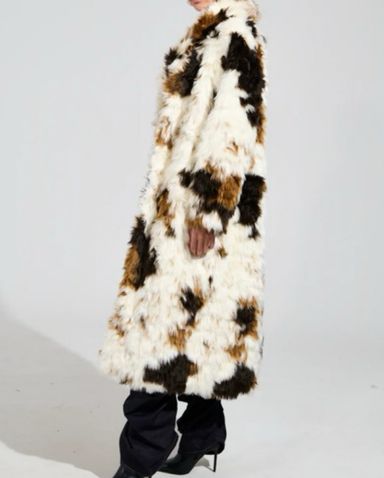 Black Faux Mongolian Fur Trim Vinyl Coat | Pickle