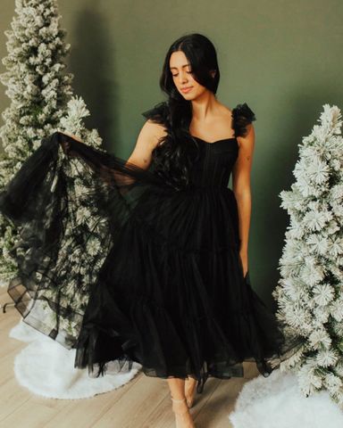 Tulle Ellie Nap Dress in Black Glitter | Pickle
