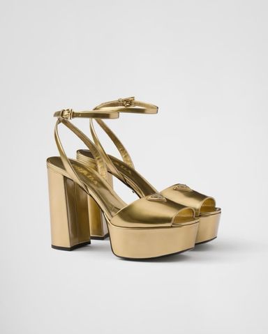 $1,300 Prada Gold Slingback Heels | Pickle