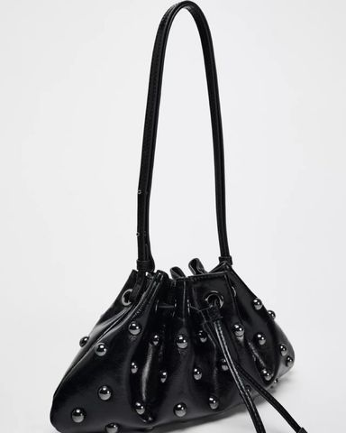 Cinch Mini | Black Satin Crystal Mini Bag | JIMMY CHOO
