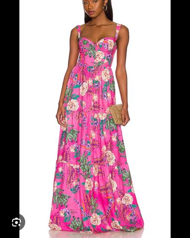 ◆Loulouseoul◆ Sunday Floral Slim Dress Scarf Set Pink Pink Floral Burnout Dress - Ruffled High-Low Dress - Maxi