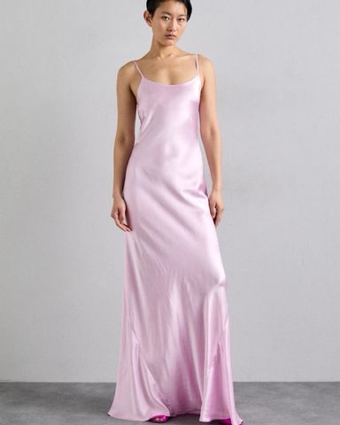 Reiss FAE SATIN CAPE MAXI DRESS IN PINK | Pickle