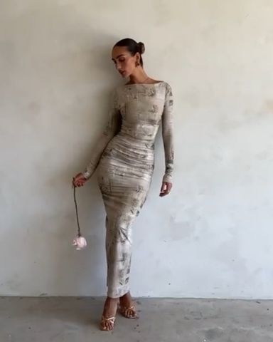 Skims Mesh Obsidian Longsleeve Dress | Pickle